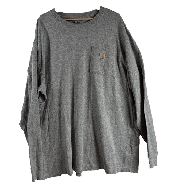 Carhartt Mens Workwear Shirt Sz 2XL Loose Fit Heather Gray Long Sleeve Crew Neck - Picture 2 of 8